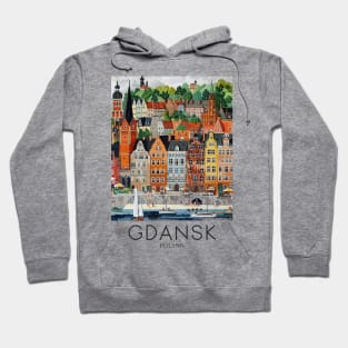 A Pop Art Travel Print of Gdansk - Poland Hoodie